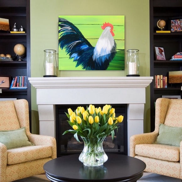 Other - Black and Blue Rooster Original Painting